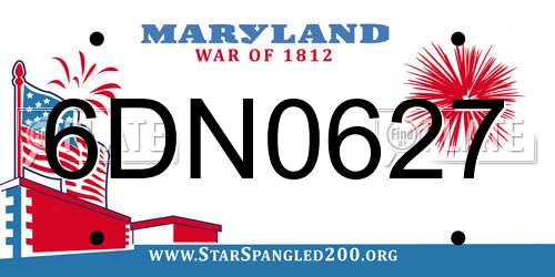 6DN0627 Maryland License Plate
