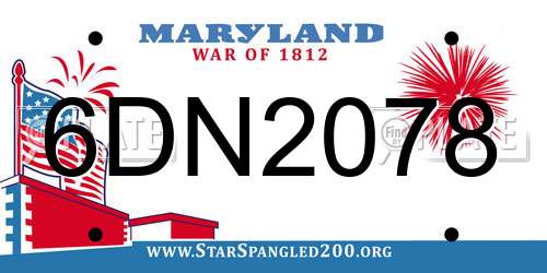 6DN2078 Maryland License Plate