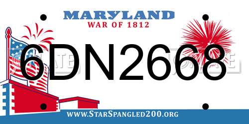 6DN2668 Maryland License Plate