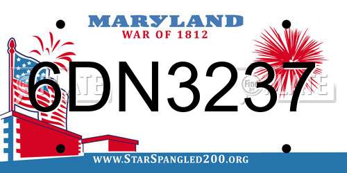 6DN3237 Maryland License Plate