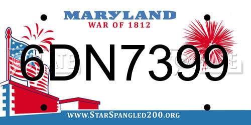 6DN7399 Maryland License Plate