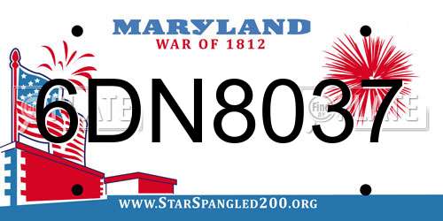 6DN8037 Maryland License Plate