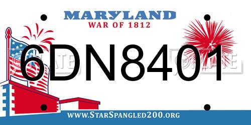 6DN8401 Maryland License Plate