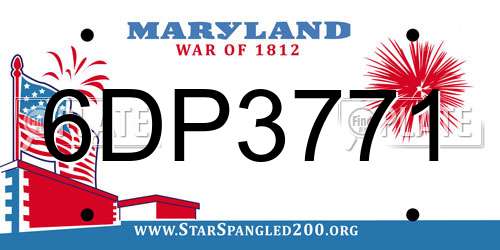 6DP3771 Maryland License Plate