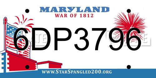 6DP3796 Maryland License Plate