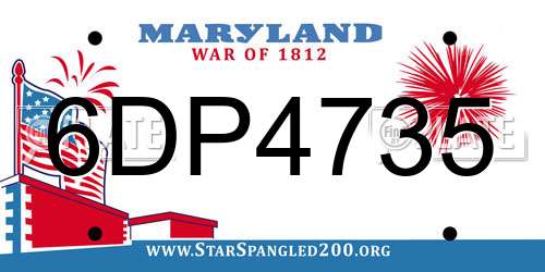 6DP4735 Maryland License Plate