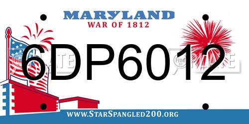 6DP6012 Maryland License Plate