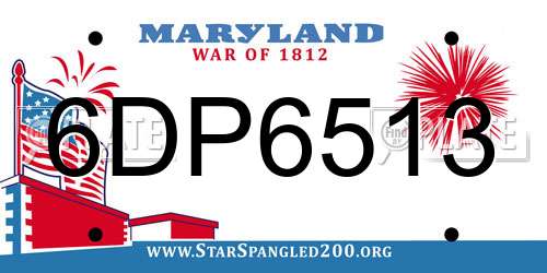 6DP6513 Maryland License Plate
