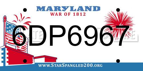 6DP6967 Maryland License Plate
