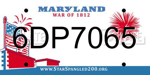 6DP7065 Maryland License Plate