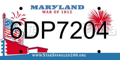6DP7204 Maryland License Plate