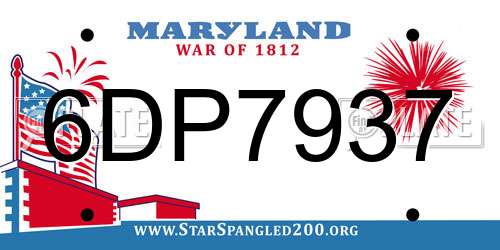 6DP7937 Maryland License Plate