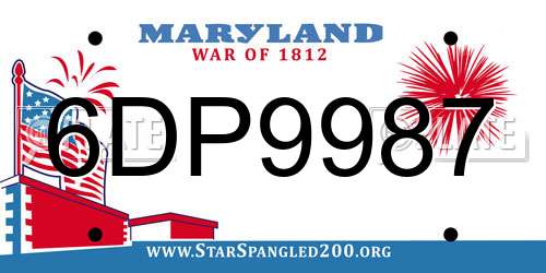 6DP9987 Maryland License Plate