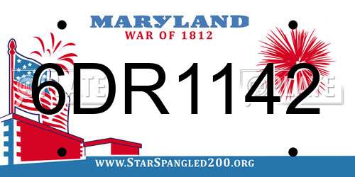 6DR1142 Maryland License Plate