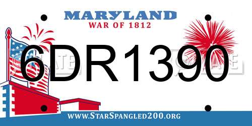 6DR1390 Maryland License Plate
