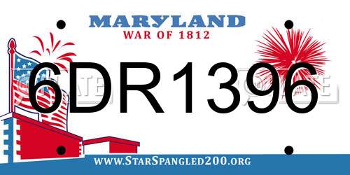 6DR1396 Maryland License Plate