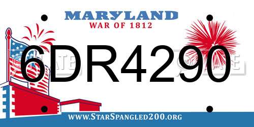 6DR4290 Maryland License Plate