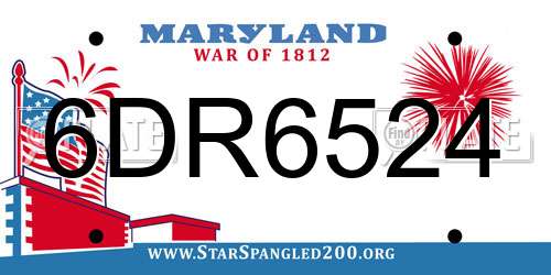 6DR6524 Maryland License Plate