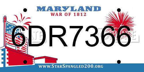 6DR7366 Maryland License Plate