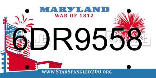 6DR9558 Maryland License Plate