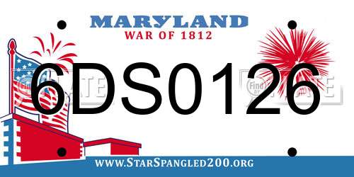 6DS0126 Maryland License Plate