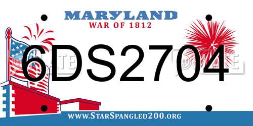 6DS2704 Maryland License Plate