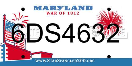 6DS4632 Maryland License Plate