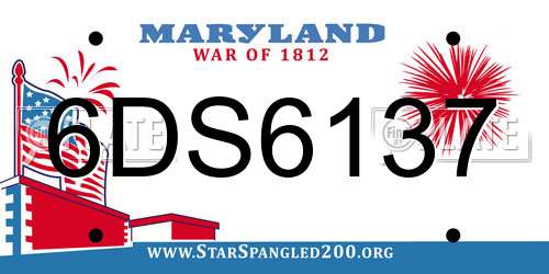 6DS6137 Maryland License Plate