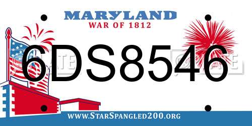 6DS8546 Maryland License Plate
