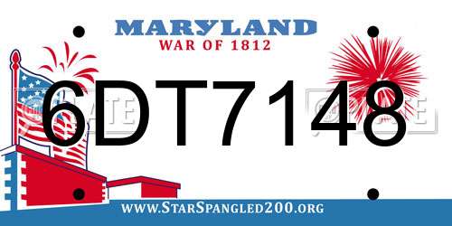 6DT7148 Maryland License Plate