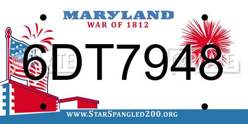 6DT7948 Maryland License Plate
