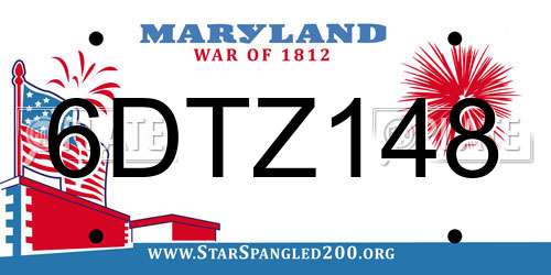 6DTZ148 Maryland License Plate