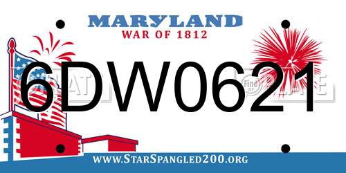 6DW0621 Maryland License Plate