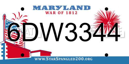6DW3344 Maryland License Plate