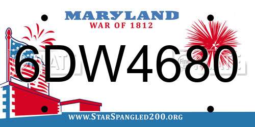 6DW4680 Maryland License Plate