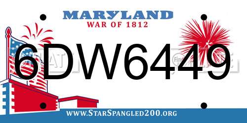 6DW6449 Maryland License Plate