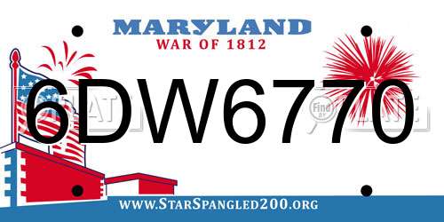 6DW6770 Maryland License Plate