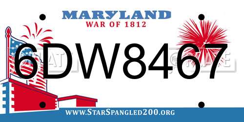 6DW8467 Maryland License Plate