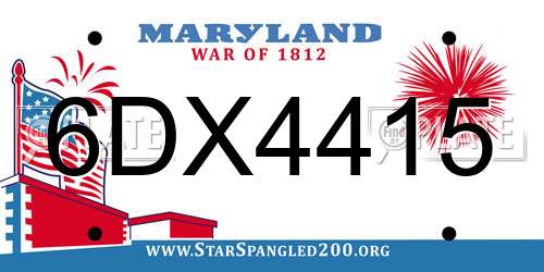 6DX4415 Maryland License Plate