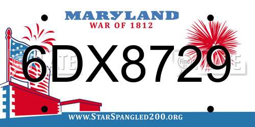 6DX8729 Maryland License Plate