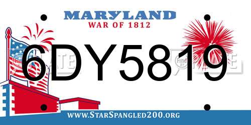 6DY5819 Maryland License Plate