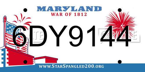 6DY9144 Maryland License Plate