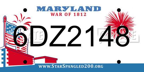 6DZ2148 Maryland License Plate