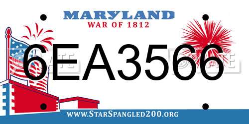 6EA3566 Maryland License Plate