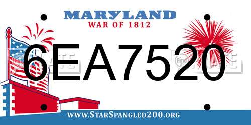 6EA7520 Maryland License Plate