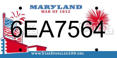 6EA7564 Maryland License Plate