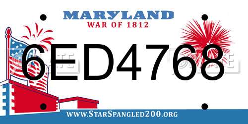 6ED4768 Maryland License Plate