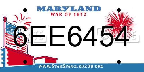 6EE6454 Maryland License Plate