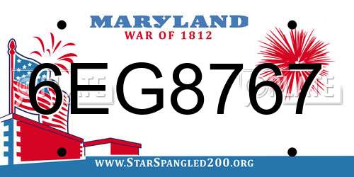 6EG8767 Maryland License Plate