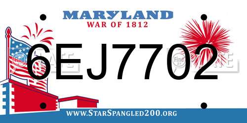 6EJ7702 Maryland License Plate